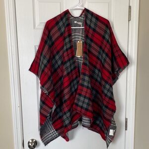 Red and Black Plaid Poncho